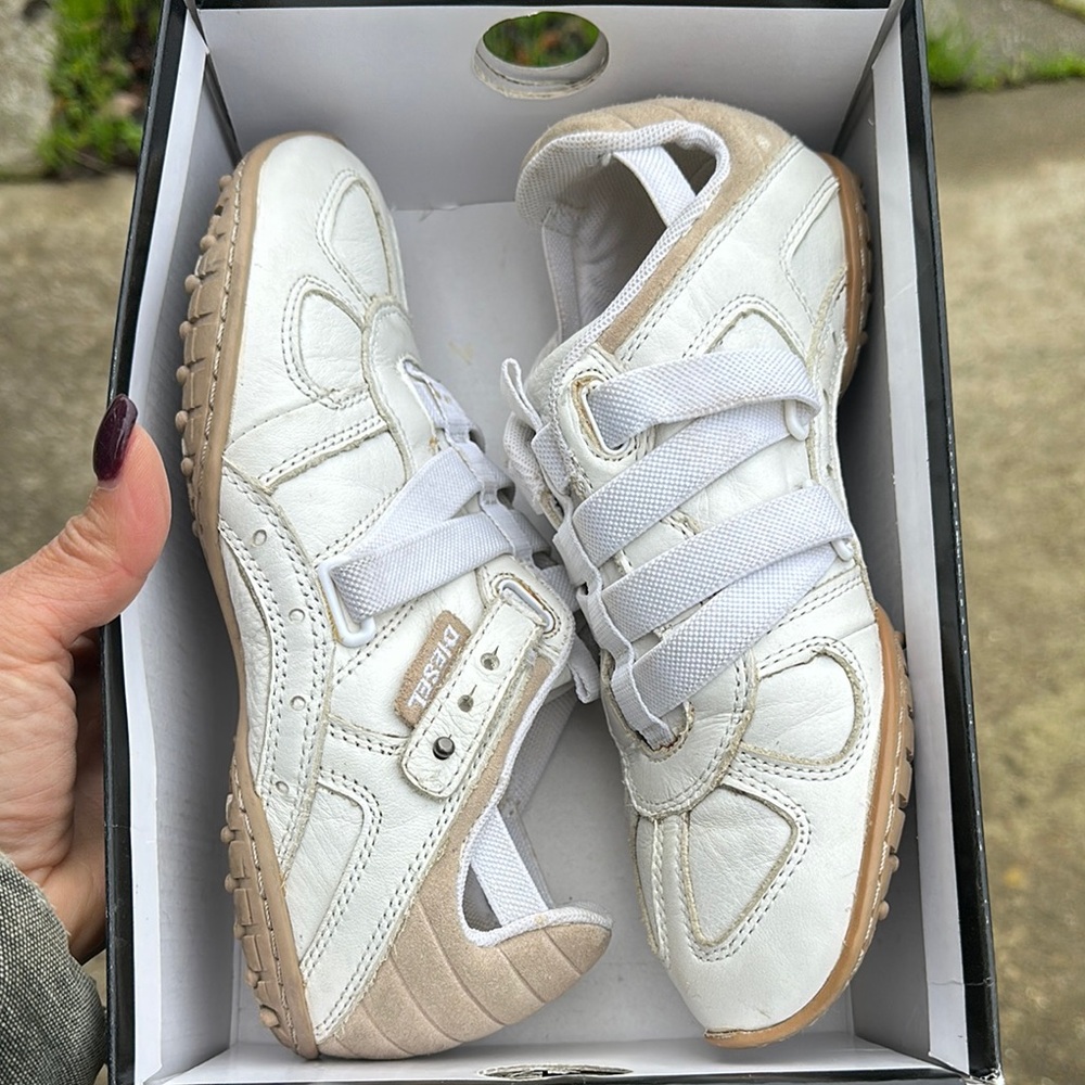 Diesel White/Cream Athletic Shoes